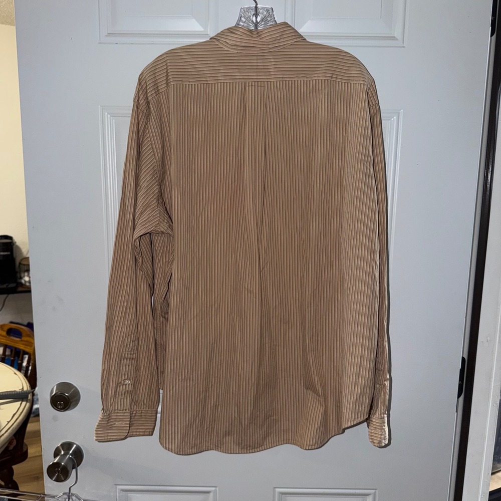 Ralph Lauren Mens XXL Classic Fit Striped Button Down Shirt Taupe Long Sleeve - Picture 4 of 5
